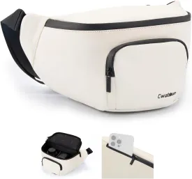 Waterproof Camera Waist Bag - Cwatcun Compact Camera Case, Lightweight Portable Fanny Pack, Daily Carry Storage Case Crossbody Bag for Canon, Nikon, Sony, Fuji DSLR/SLR/Mirrorless Camera, Lens, White
