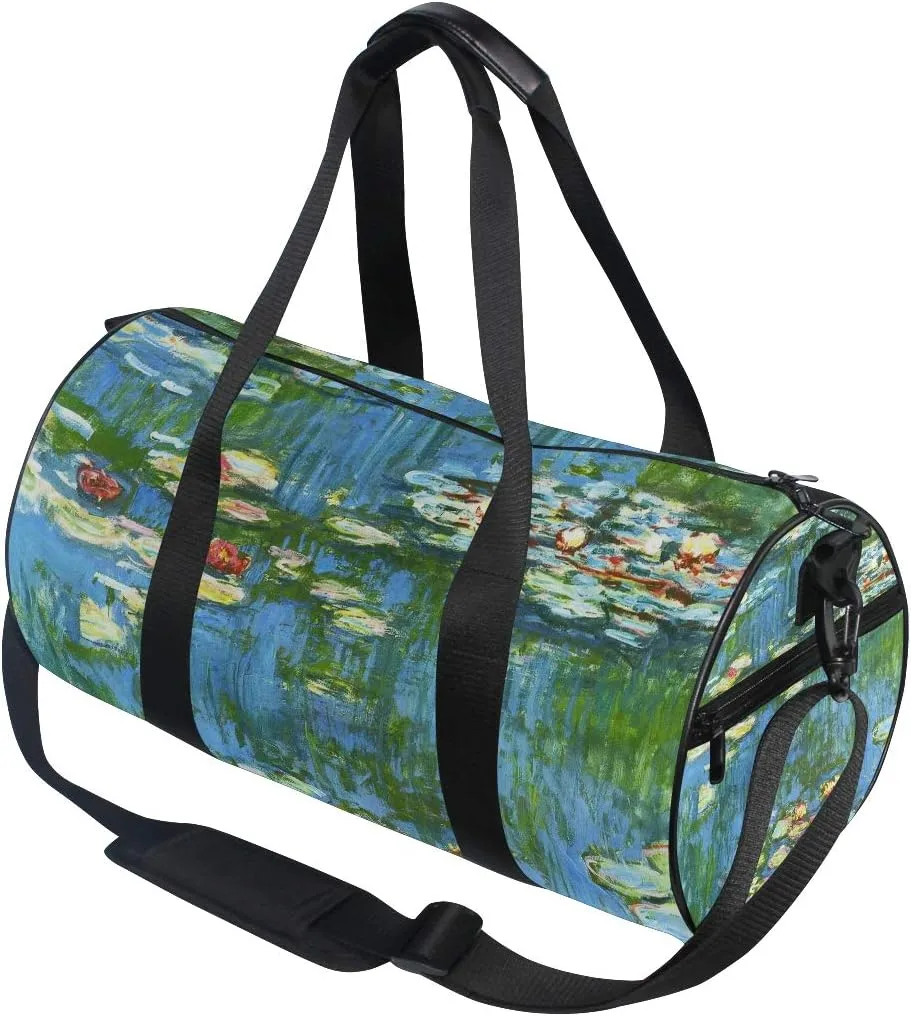 WIHVE Sports Duffel Bag Monet Water Lilies Willow Gym Travel Hiking Luggage Bag for Men and Women