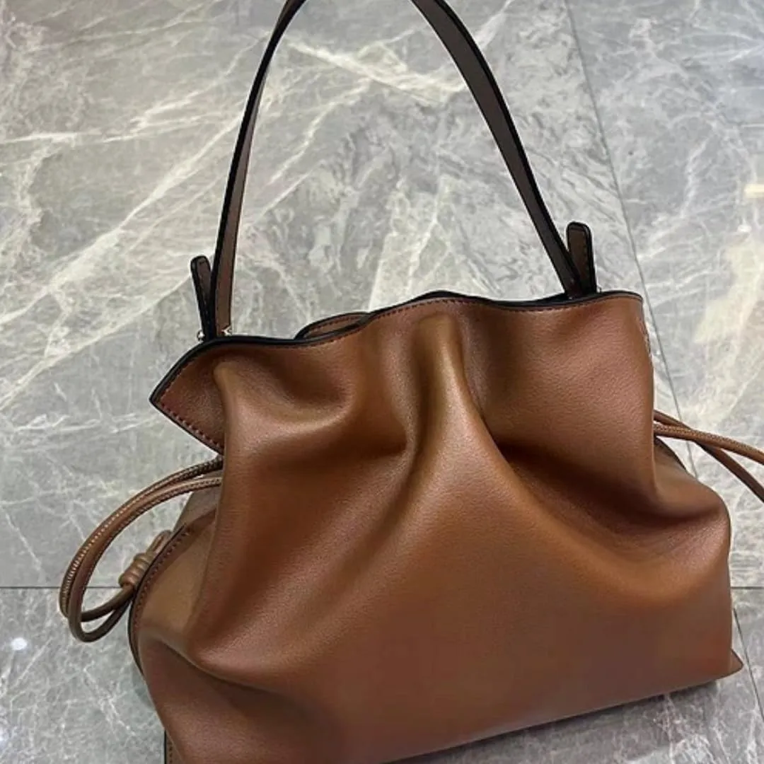 Women Leather Hobo Shoulder Bags Soft Drawstring Purses with Metal Pin Armpit Bag Top Handle Bags for Women