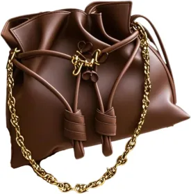 Women Leather Hobo Shoulder Bags Soft Drawstring Purses with Metal Pin Armpit Bag Top Handle Bags for Women