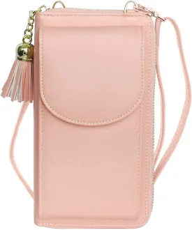 Womens Crossbody Bag Big Tassels Small Phone Purse Shoulder Bag Leather Travel RFID Card Wallet Case Baggap Handbag Clutch