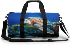 Womens Sports Gym Bag Ocean Giant Sea Turtles Overnight Duffel Bag with Pocket Portable Waterproof Travel Fitness Handbag