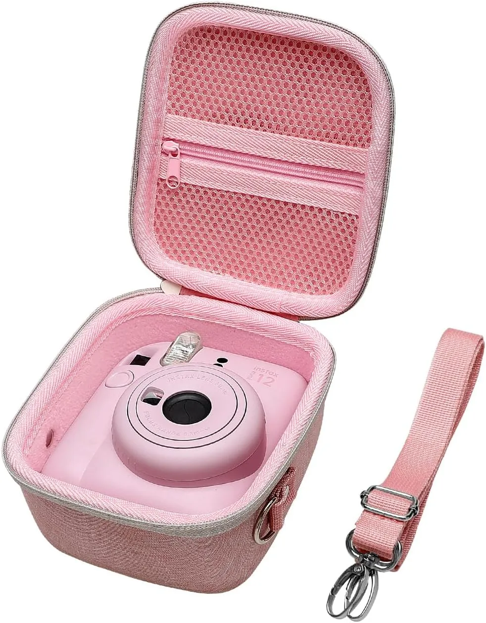 XANAD Pink Case for Fujifilm Instax Mini 12 / Mini 11 / Mini 10 / Mini 9 / Mini 8 / Mini 7 Instant Camera - Storage Protective Carrying Bag with Shoulder Strap, ZDXTDMJ472 US