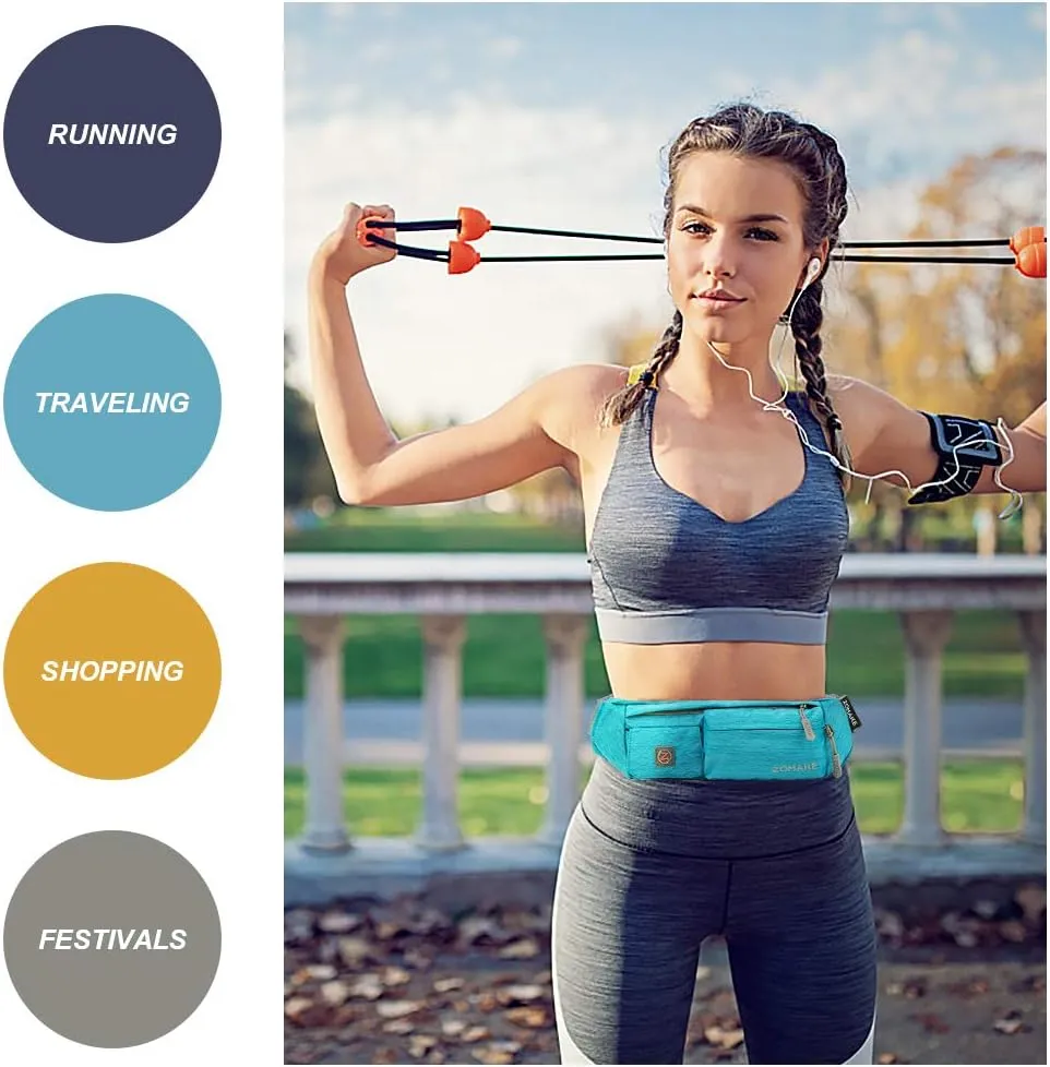 ZOMAKE Small Crossbody Fanny Pack for Women Men, Runner Belt Bag with Adjustable Strap, Water Resistant Waist Bag for Running