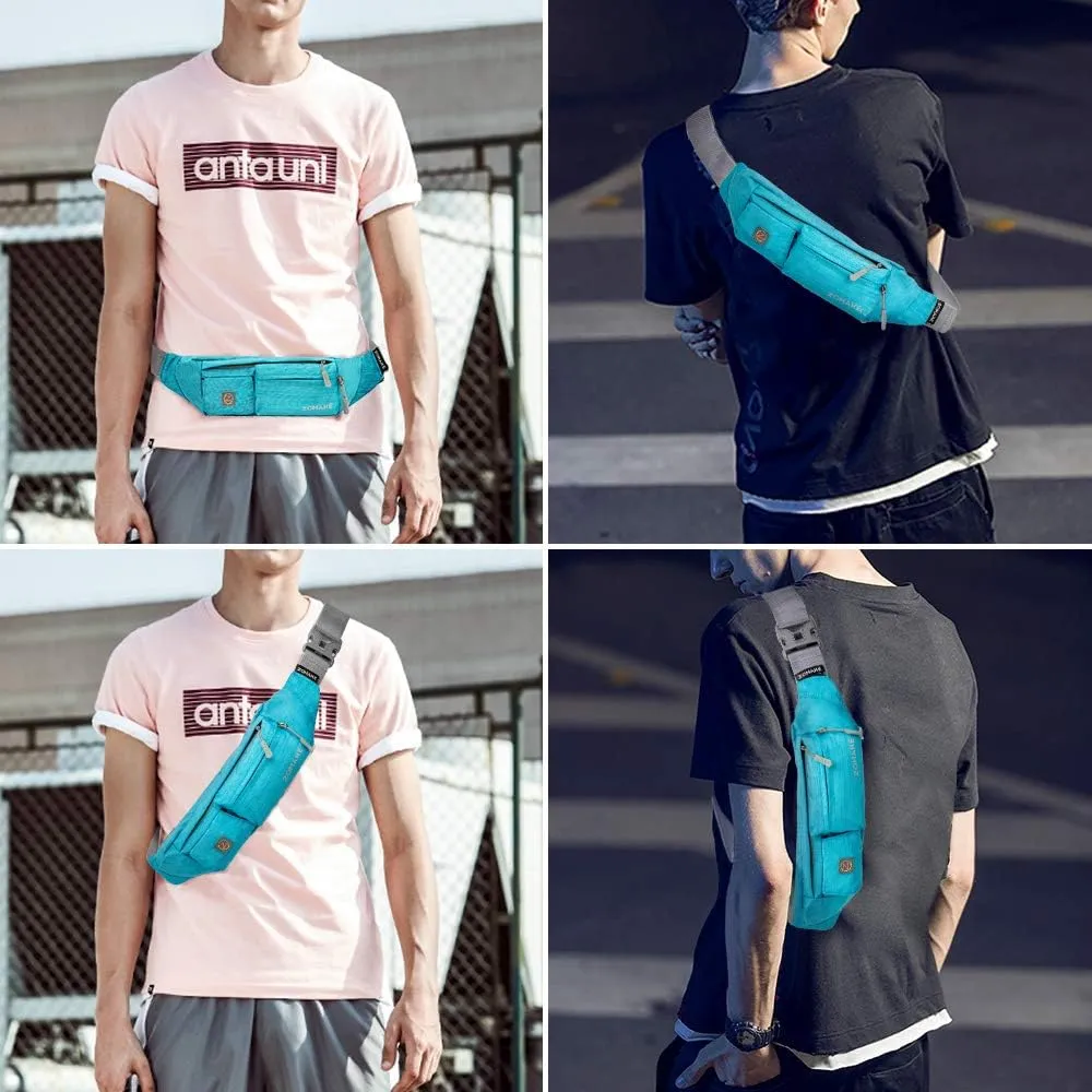 ZOMAKE Small Crossbody Fanny Pack for Women Men, Runner Belt Bag with Adjustable Strap, Water Resistant Waist Bag for Running