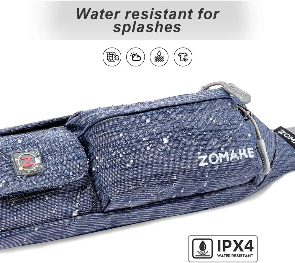 ZOMAKE Small Crossbody Fanny Pack for Women Men, Runner Belt Bag with Adjustable Strap, Water Resistant Waist Bag for Running