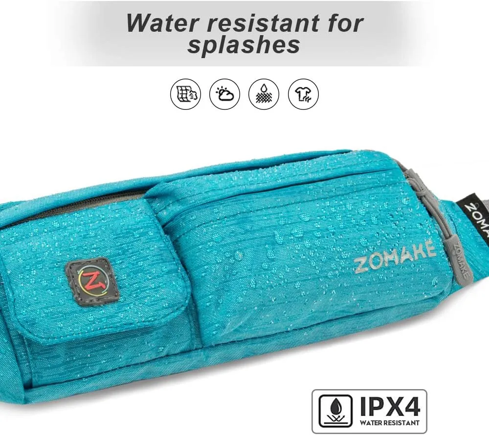 ZOMAKE Small Crossbody Fanny Pack for Women Men, Runner Belt Bag with Adjustable Strap, Water Resistant Waist Bag for Running